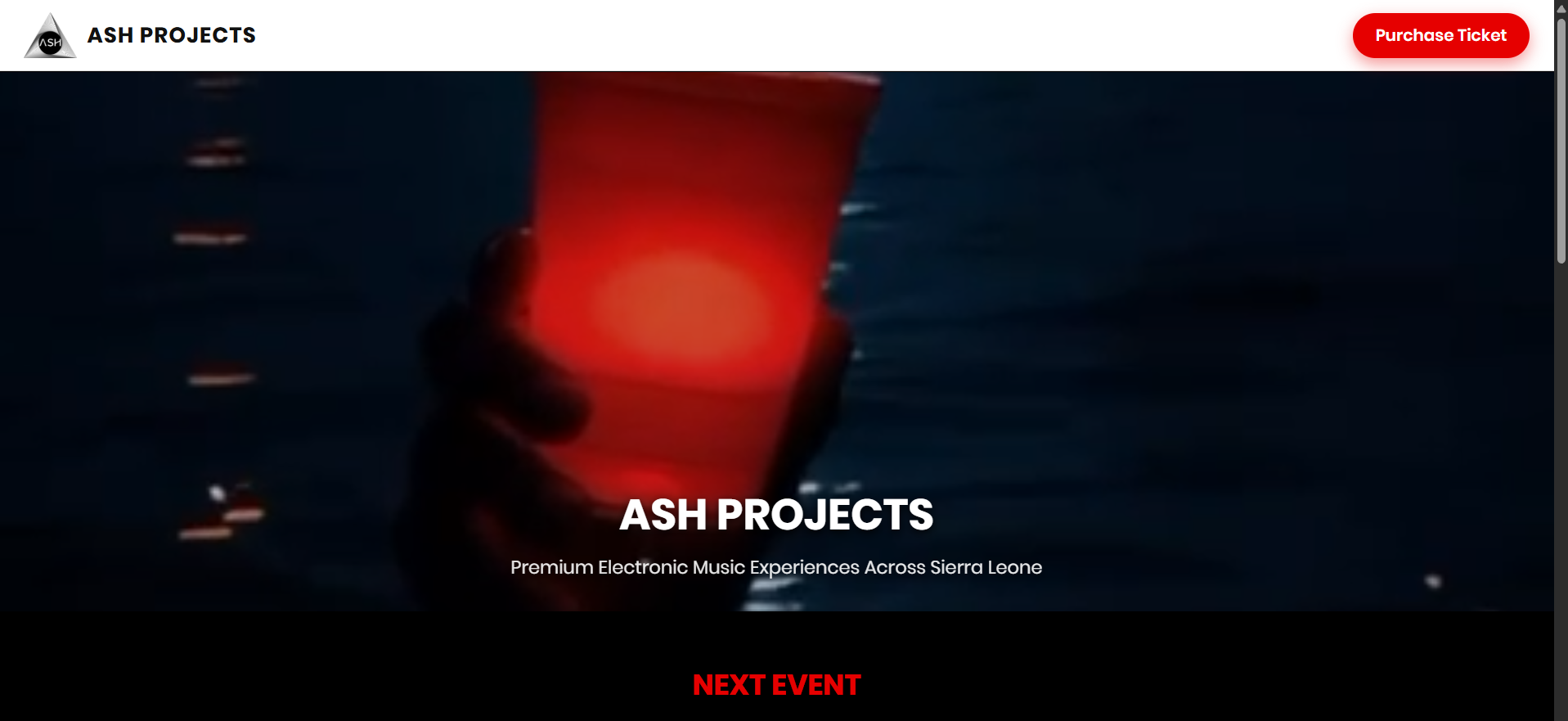 Ash Projects event website